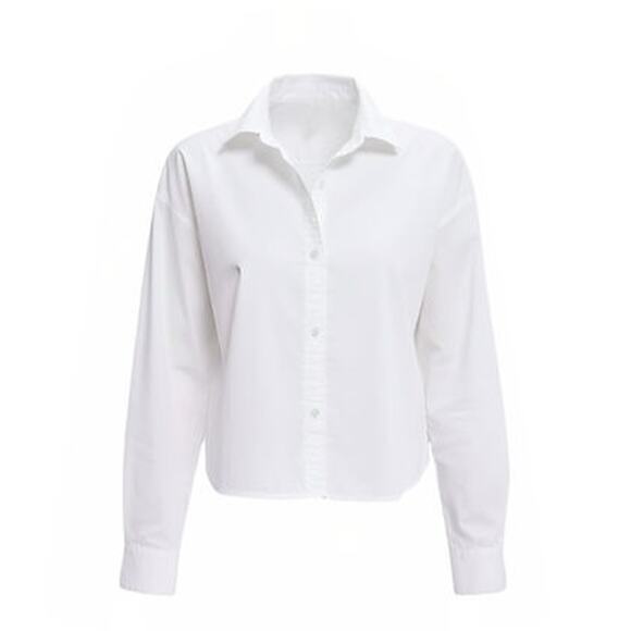 TUCKERNUCK White Cropped Jasper Button Down Size M NWT Retail $128 Tuckernuck - Picture 6 of 6